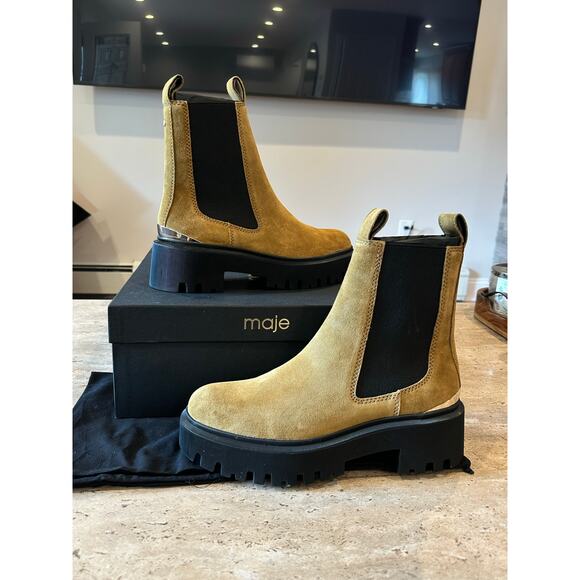 NEW Maje Platform Suede Heeled Chelsea Boots size 40 - Picture 8 of 10